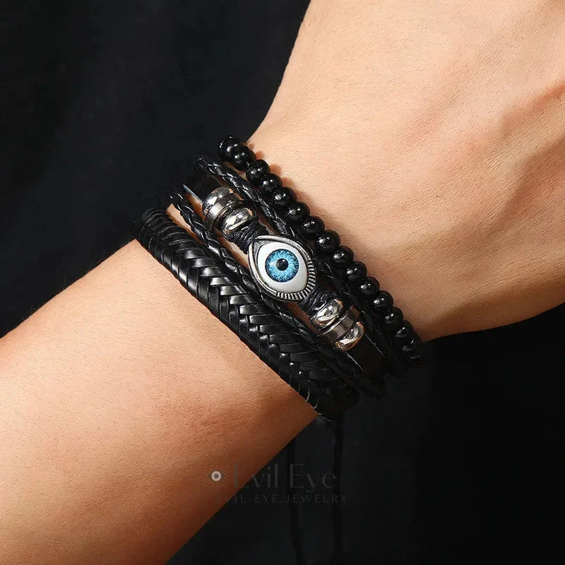 Evil Eye Leather Bracelet