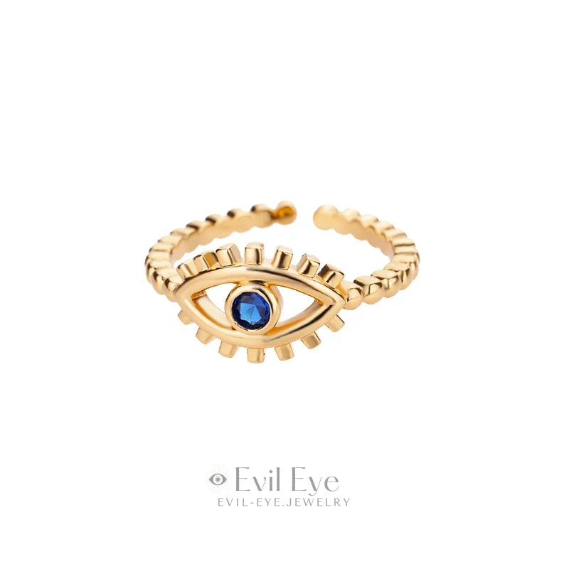 Evil Eye Open Party Ring Gold / Cubic Zircon