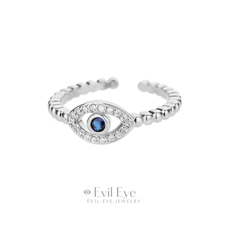 Evil Eye Open Party Ring Silver