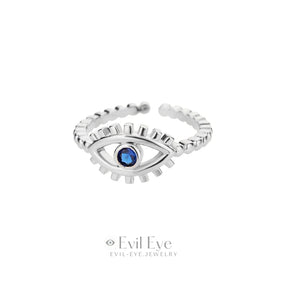 Evil Eye Open Party Ring Silver / Cubic Zircon