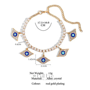 Evil Eye Pendant Tennis Chain Anklet