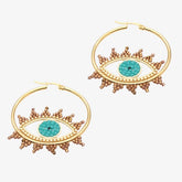 Evil Eye Stainless Steel Gold Hoop Earrings