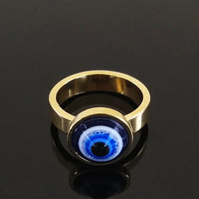 Evil Eye Stainless Steel Golden Ring 5