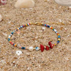 Evil Eye Stone Rainbow Beaded Anklet