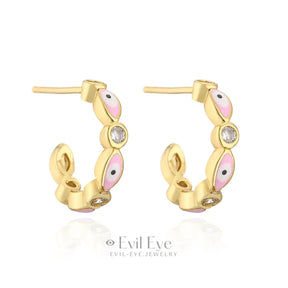 Evil Eye Stud Earrings Pink