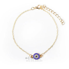 Evil Eye Thin Chain Anklet Gold