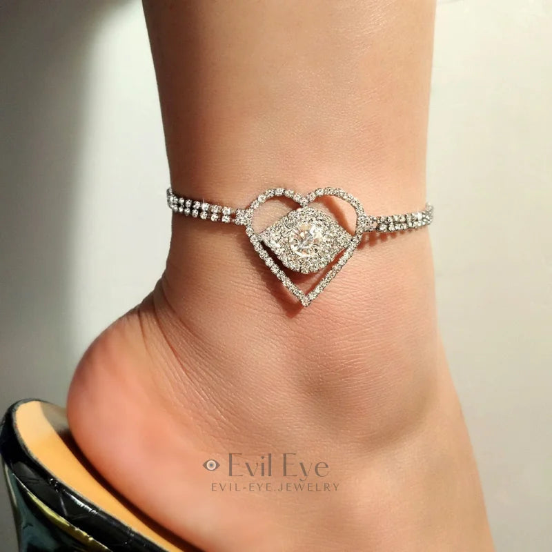 Evil Eye White Zircon Anklet