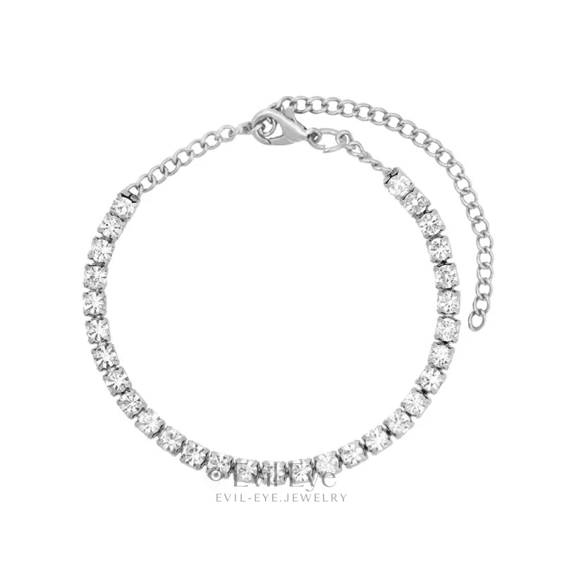 Evil Eye White Zircon Anklet