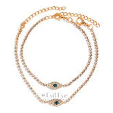 Evil Eye White Zircon Anklet Gold Pine