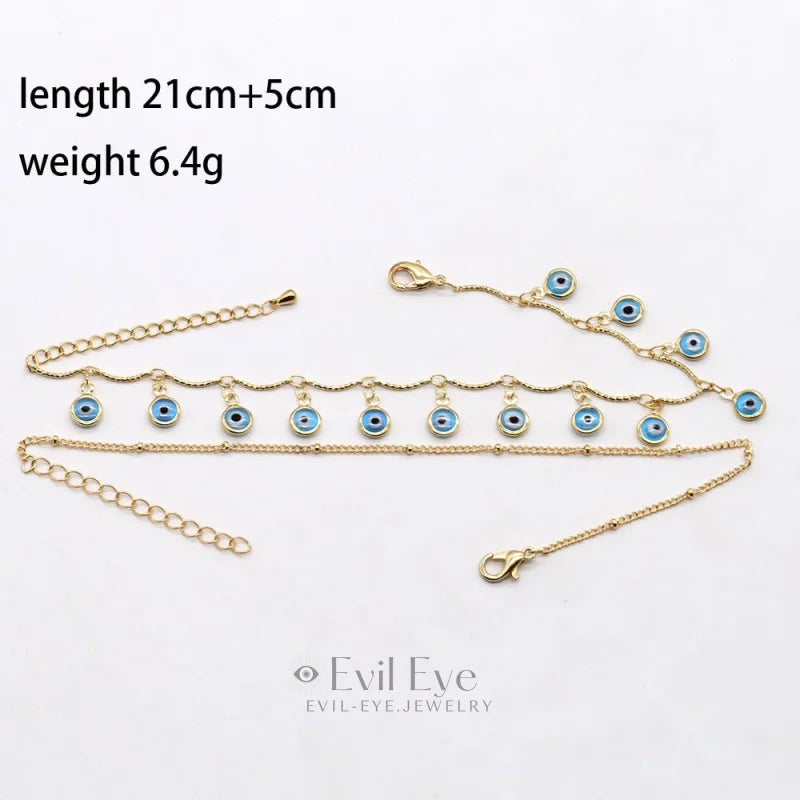 Fringed Blue Evil Eye Anklet