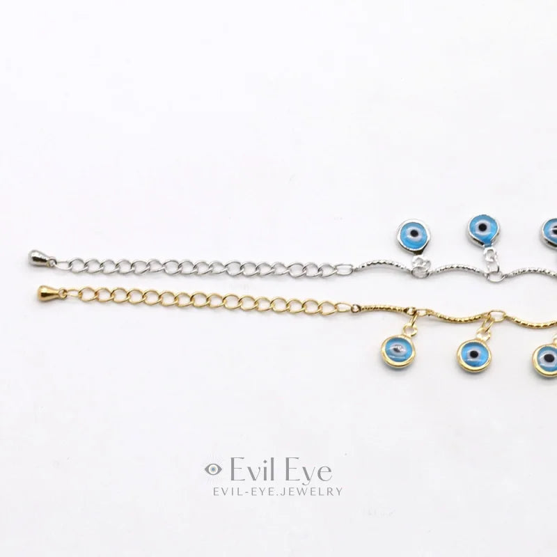 Fringed Blue Evil Eye Anklet