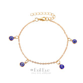 Fringed Blue Evil Eye Anklet gold