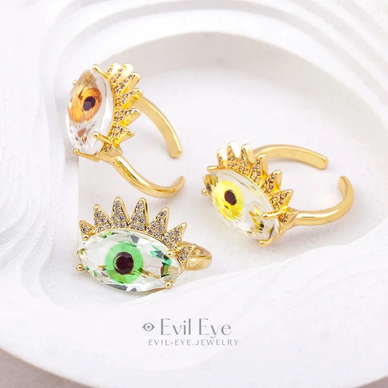 Green Evil Eye Ring
