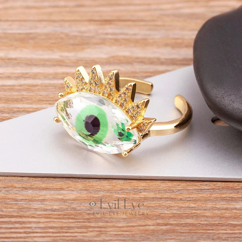 Green Evil Eye Ring