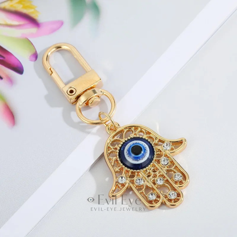 Hamsa Hand Evil Eye Pendant Keychain