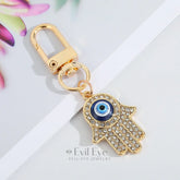 Hamsa Hand Evil Eye Pendant Keychain Shining