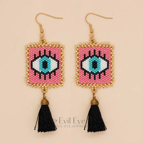 Handmade Evil Eye Miyuki Beads Drop Earrings MIE220246C