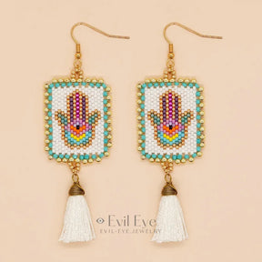 Handmade Evil Eye Miyuki Beads Drop Earrings MIE220246F