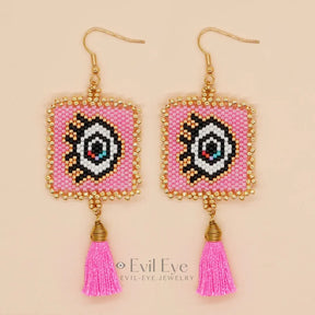 Handmade Evil Eye Miyuki Beads Drop Earrings MIE220246G