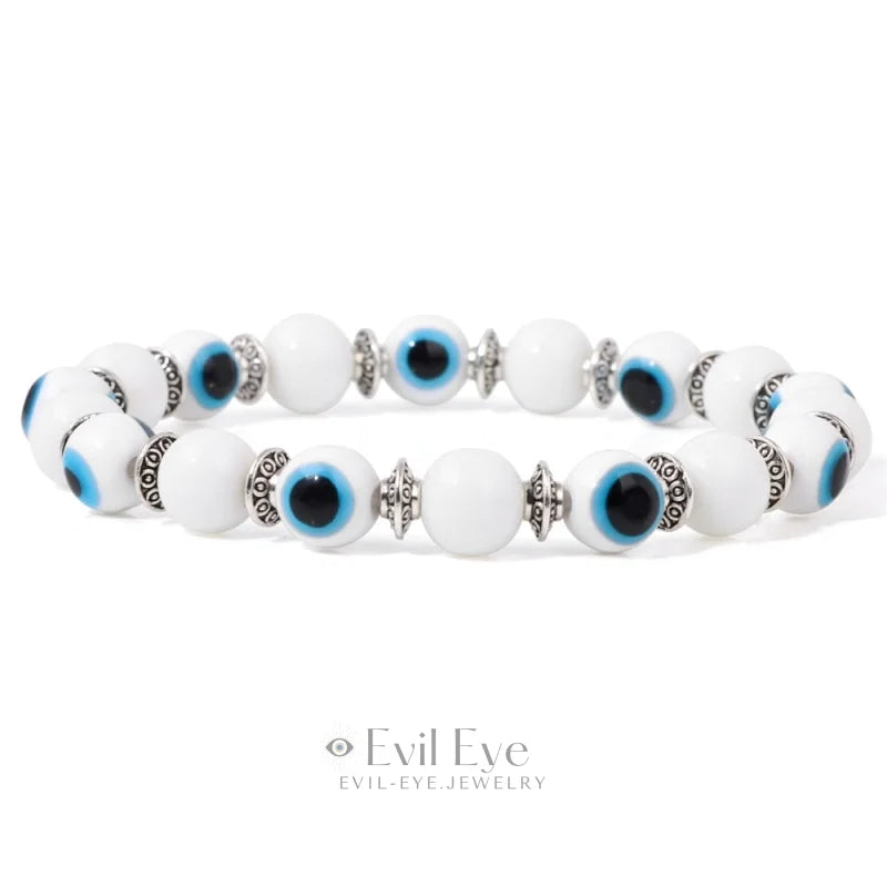 Lucky stone Evil Eye Bracelet White porcelain / 17cm