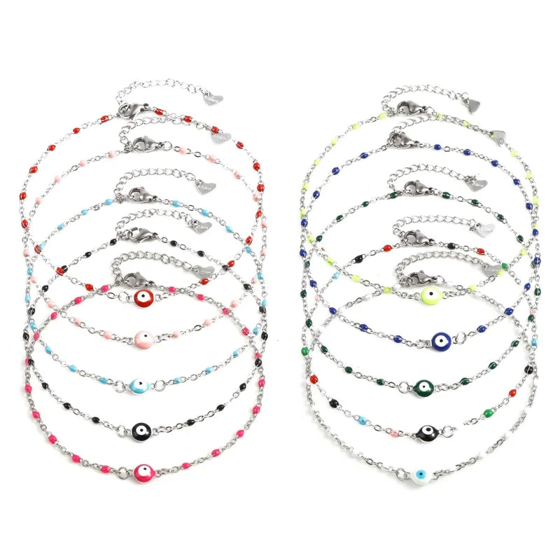 Multicolor Round Evil Eye Anklet