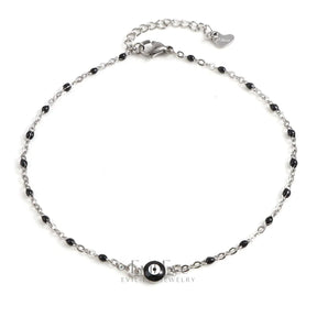 Multicolor Round Evil Eye Anklet Black