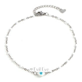 Multicolor Round Evil Eye Anklet White