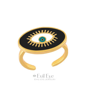 Protective Evil Eye Statement Ring Black