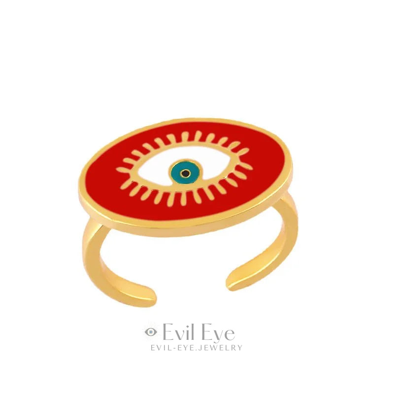 Protective Evil Eye Statement Ring Red