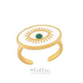 Protective Evil Eye Statement Ring White