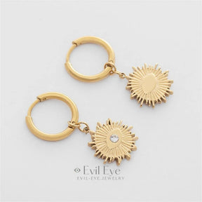 Retro Evil Eye Zirconium Earrings Gold