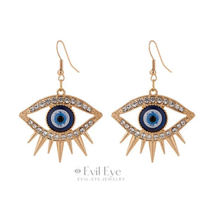 Rhinestone Evil Eye Drop Earrings