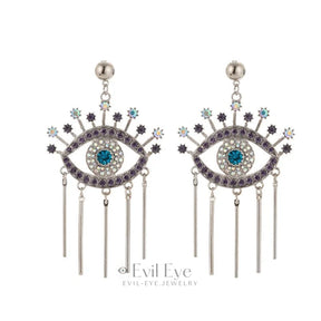 Rhinestone Evil Eye Drop Earrings Design-11