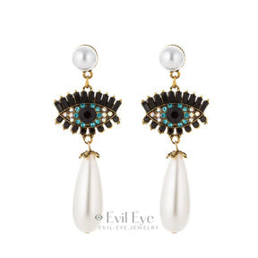 Rhinestone Evil Eye Drop Earrings Design-12