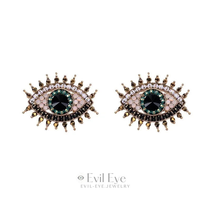 Rhinestone Evil Eye Drop Earrings Design-14