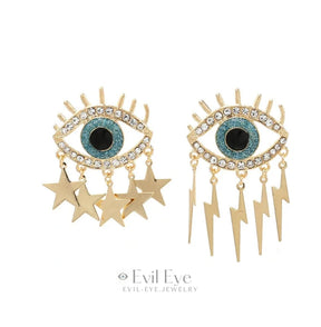 Rhinestone Evil Eye Drop Earrings Design-15