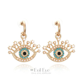 Rhinestone Evil Eye Drop Earrings Design-18