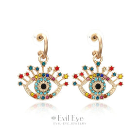 Rhinestone Evil Eye Drop Earrings Design-19