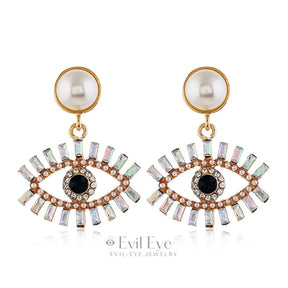 Rhinestone Evil Eye Drop Earrings Design-3