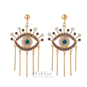 Rhinestone Evil Eye Drop Earrings Design-4