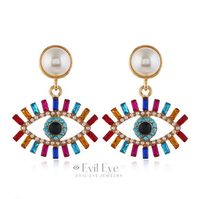 Rhinestone Evil Eye Drop Earrings Design-6