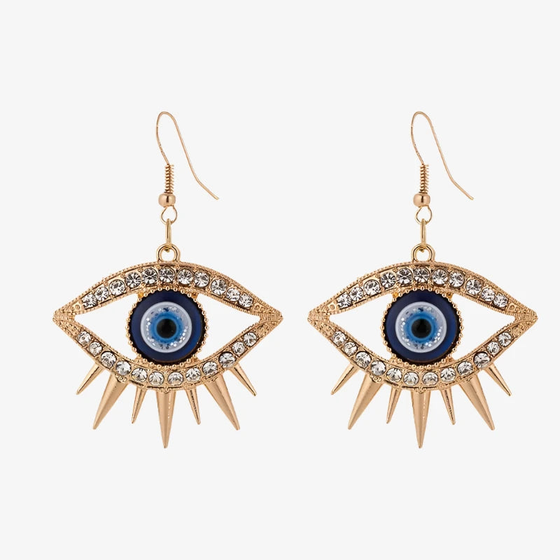 Rhinestone Evil Eye Drop Earrings Design-7