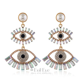 Rhinestone Evil Eye Drop Earrings Design-8