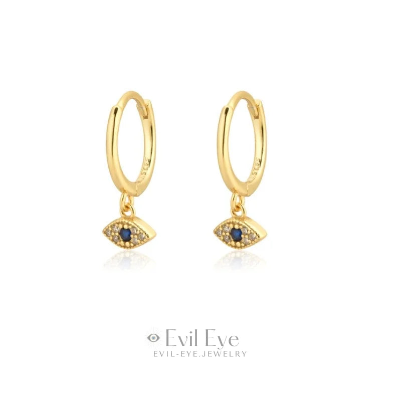 Stainless Steel Evil Eye Hoop Earrings Golden