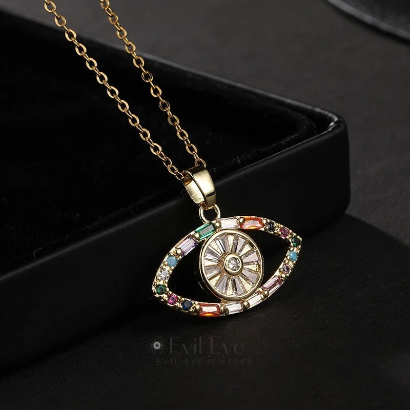 Trendy Evil Eye Pendant Necklace Best Gift Colorful-Eye