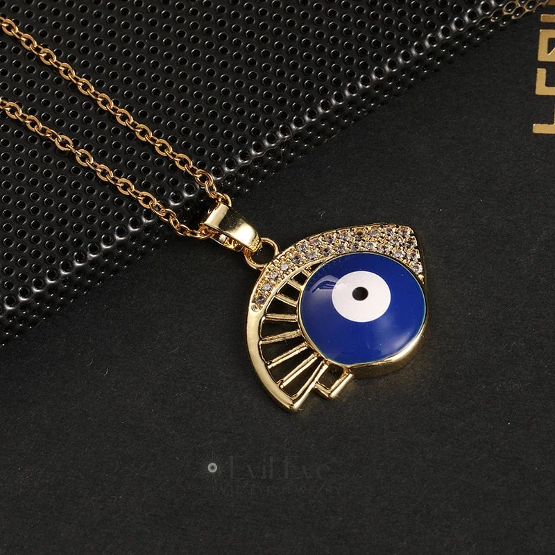 Trendy Evil Eye Pendant Necklace Best Gift Gold & Blue