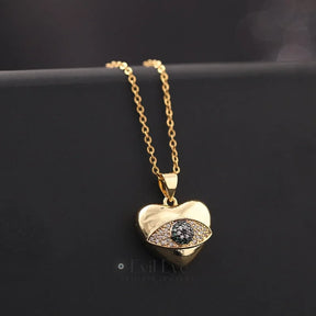 Trendy Evil Eye Pendant Necklace Best Gift Gold-Heart