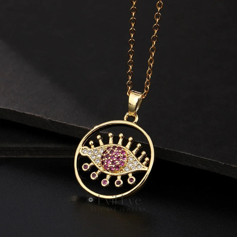 Trendy Evil Eye Pendant Necklace Best Gift Purple