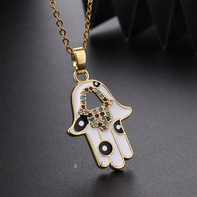 Trendy Evil Eye Pendant Necklace Best Gift White-Hand