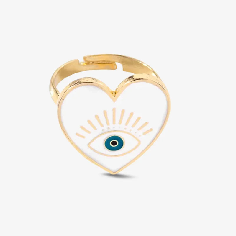 White Gold Evil Eye Ring